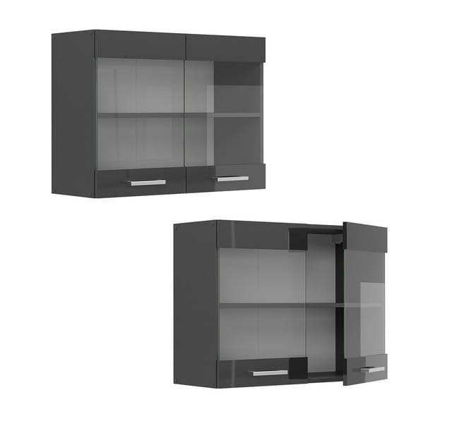Vicco Glashängeschrank R-Line, Anthrazit Hochglanz/Anthrazit, 80 cm (1-St)