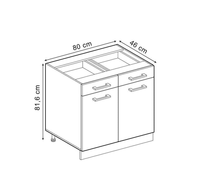 Vicco Unterschrank R-Line, Anthrazit Hochglanz/Anthrazit, 80 cm ohne Arbeitsplatte (1-St)