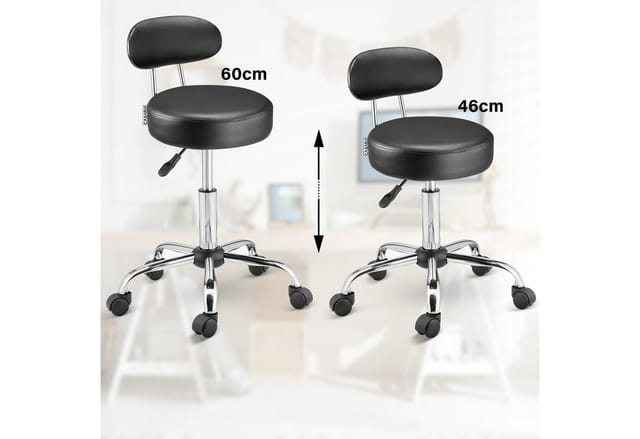 Casaria Drehhocker, Lehne Höhenverstellbar 10cm Polsterung 360°C Drehbar 46-60cm Sitzhöhe