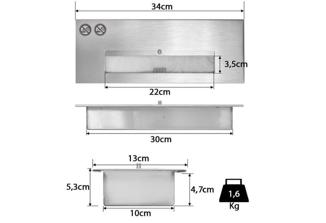Moritz Dekokamin 34 cm Ethanol Brennkammer Brenner 1,2 L, Edelstahl, Standkamin Ethanolbrenner Glasfeuer Terrassenfeuer Kamin