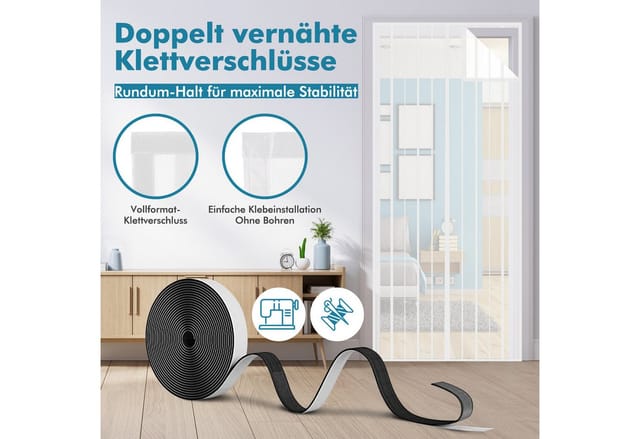 Sekey Insektenschutz-Tür Magnetisches Fliegengitter Türvorhang für Balkon- und Terrassentür, weiß, ohne Bohren, Insektenschutz