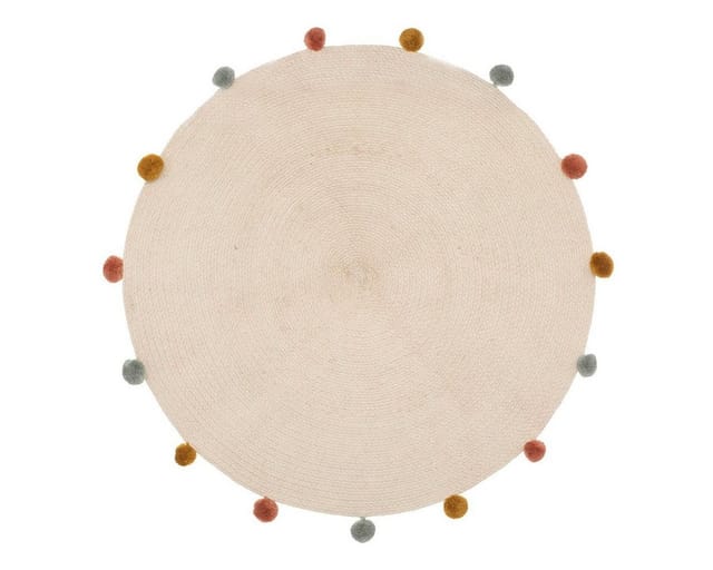 Atmosphera Créateur d'intérieur Kinderteppich Kinderteppich ARLEKIN mit Pompons, Ø 90 cm, Höhe: 10 mm