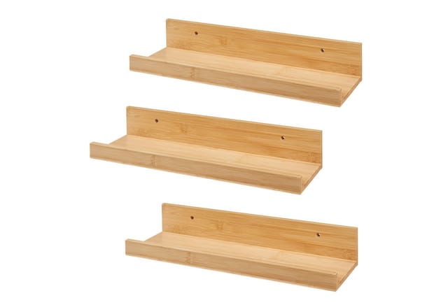 en.casa Wandregal, 3-tlg., »Gildeskål« Bambus Regal-Set 40x13x7cm Natur