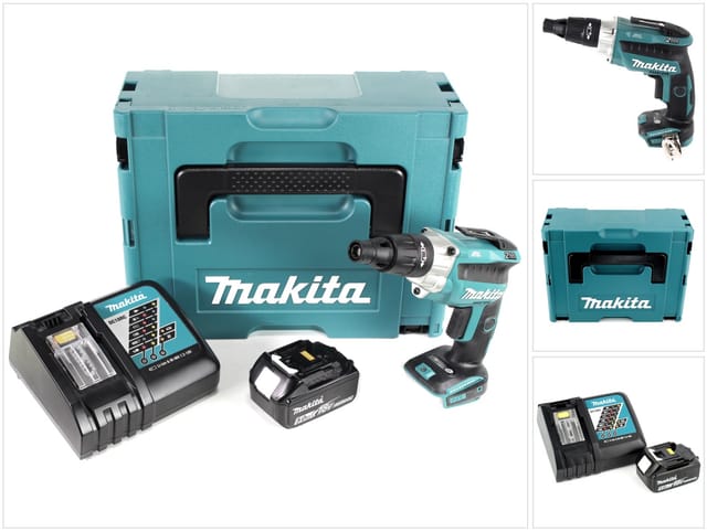 Makita Akku-Magazinschrauber DFS 251 RT1J 18 V Li-Ion Trockenbauschrauber Brushless im Makpac mit