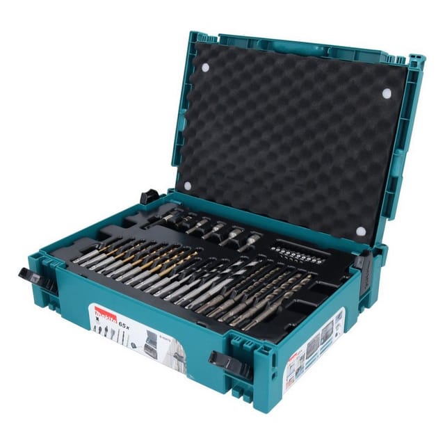 Makita Bohrer- und Bit-Set SDS-plus Bit und Bohrer Set 65 tlg. + Makpac (B-69478) für Holz / S