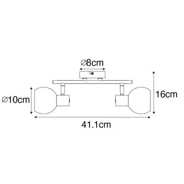 Qazqa LED Aufbaustrahler Vidro, LED wechselbar, E14, Schwarz, Art Deco, Glas, 2-flammig