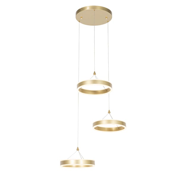 Qazqa Pendelleuchte Lyani, LED fest integriert, (nicht austauschbare) LED, Gold/Messing, Design, Aluminium, 3-flammig