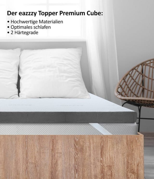 Matratzenauflage eazzzy Premium Cube Wendetopper – für Matratzen, allergikerfreundlich Genius, 180x200 cm 140x200 cm und weitere Größen