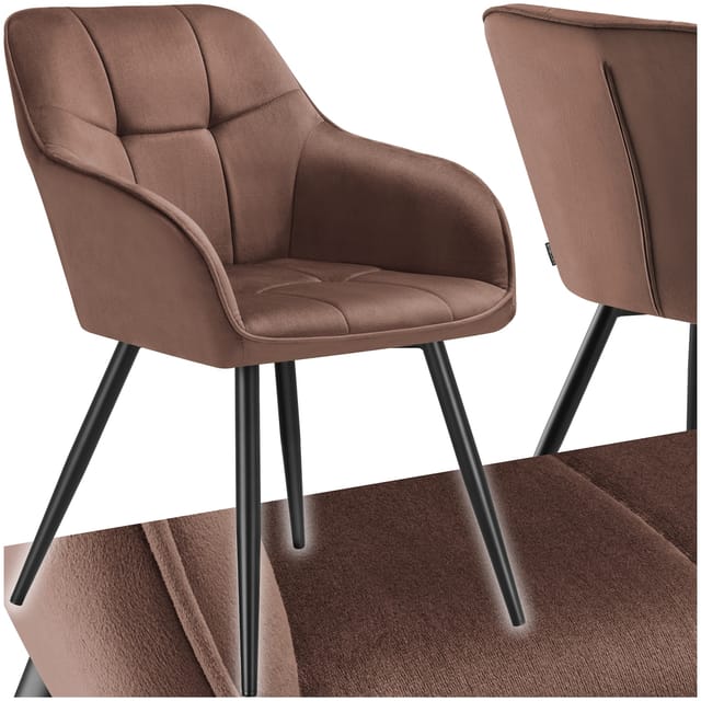 tectake Esszimmerstuhl Stuhl Marilyn, Samtoptik, gesteppt (Set, 1 St), Extra weicher Samtbezug mit elegantem Steppmuster