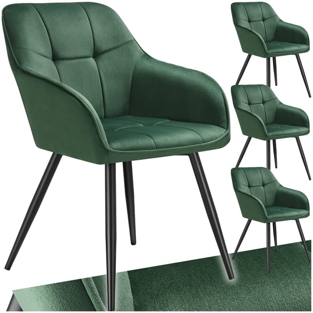 tectake Esszimmerstuhl Stuhl Marilyn, Samtoptik, gesteppt (Set, 4 St), Extra weicher Samtbezug mit elegantem Steppmuster