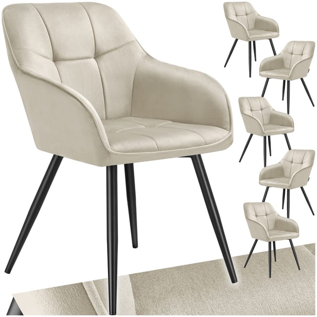 tectake Esszimmerstuhl Stuhl Marilyn, Samtoptik, gesteppt (Set, 6 St), Extra weicher Samtbezug mit elegantem Steppmuster