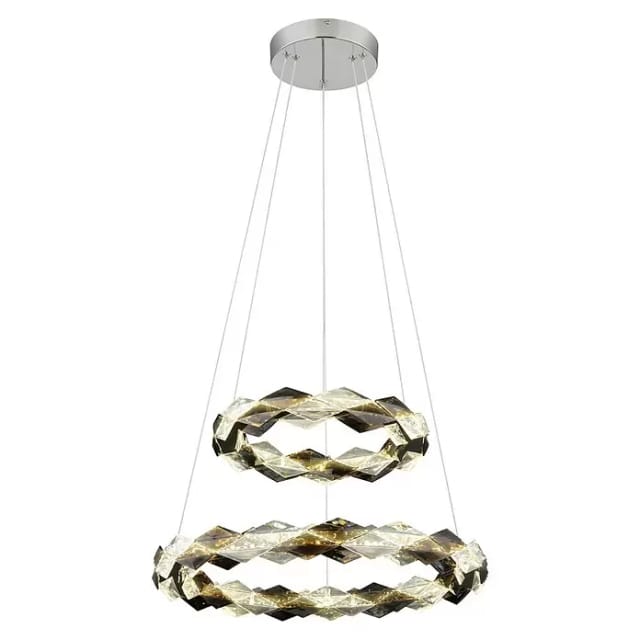 GLOBO LIGHTING LED-Hängeleuchte, LED-Leuchtmittel fest verbaut, Neutralweiß, Pendelleuchte Kristalllampe LED verchromt rauch klar Höhenverstellbar