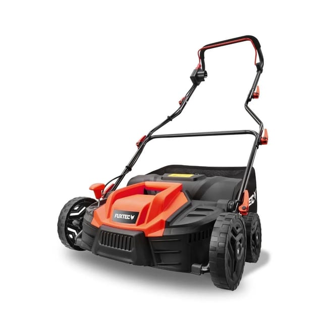FUXTEC Elektro-Vertikutierer FX-EV360, 36 cm Arbeitsbreite, 1300W Motor, 5-fach Tiefenverstellung (10mm bis -12mm), 45L Fangkorb