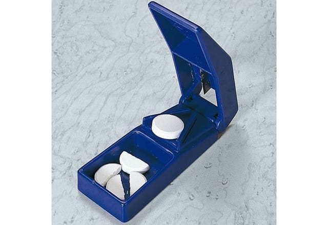 DocMed Pillendose Tablettenzerkleinerer (Pillenzerkleinerer, Mit scharfer und stabiler klinge zum teilen der Tablette), erleichtert die Einnahme durch halbieren großer Tabletten