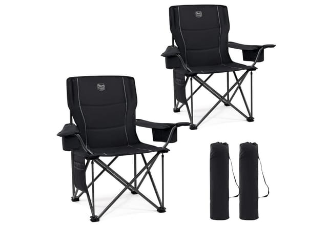 TIMBER RIDGE Campingstuhl Faltbarer Stuhl, 200KG Belastbar,TIMBER RIDGE Übergroßer Bequem (2 St), aus 600D Polyester, mit höhenverstellbaren Armlehnen