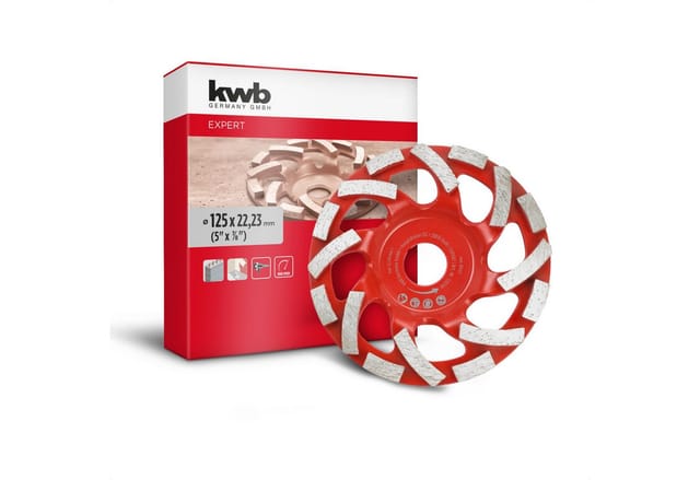 kwb Schleifscheibe kwb Diamant-Schleiftopf, Ø 125 mm, für Winkelschleifer, Beton & Putz, (Set)