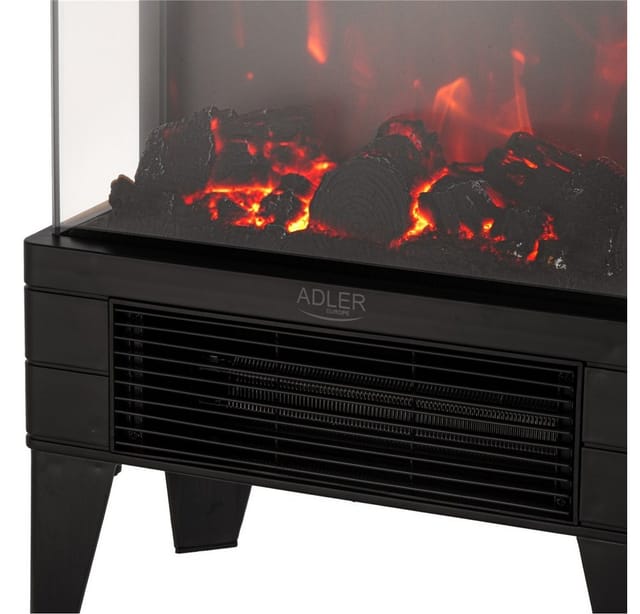Adler Dekokamin AD 7755 Elektrischer Kamin 2000W 3D Flammeneffekt, 2 Heizleistungen 1000W/2000W, Thermostat
