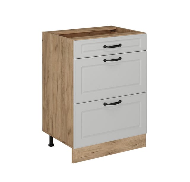 Vicco Unterschrank R-Line, Weiß Landhaus/Goldkraft Eiche, 60 cm mit Schubladen, ohne ... (1-St)