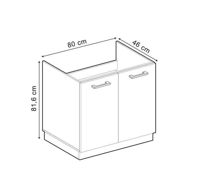 Vicco Unterschrank R-Line, Beton/Anthrazit, 80 cm ohne Arbeitsplatte (1-St)