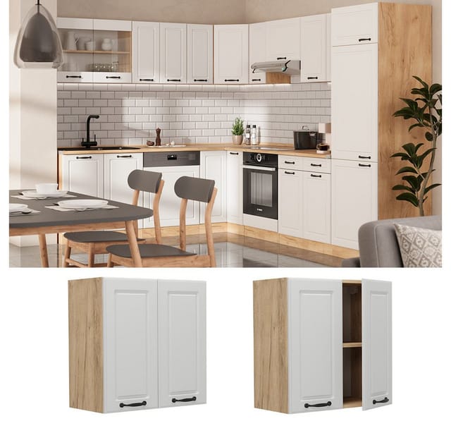 Vicco Hängeschrank R-Line, Weiß Landhaus/Goldkraft Eiche, 60 cm (1-St)