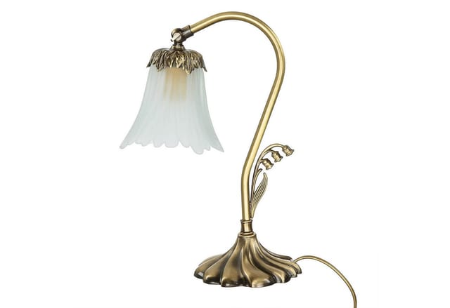 Licht-Erlebnisse Nachttischlampe TABLE LAMP, ohne Leuchtmittel, Tischlampe Messing floral NachtTischlampe E14 Lampe