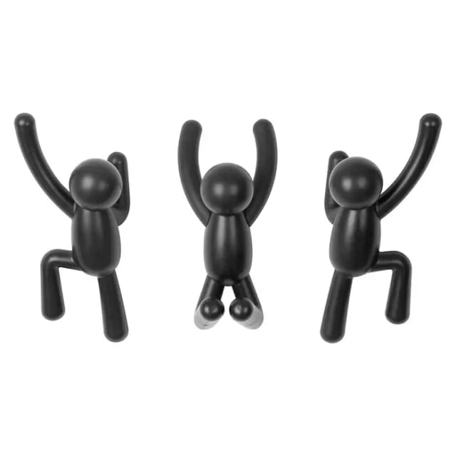 Umbra Wandhaken BUDDY HOOK (3) BLACK, Dekorative Wandhaken, 3er-Set, Garderobenhaken, schwarz
