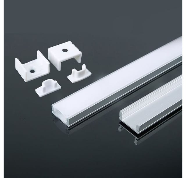 ENERGMiX LED-Stripe-Profil 2 Meter Alu Profile Alu Schiene Profil mit Milchglas Abdeckung Kanal, Profil Kanal LED Leiste 200cm inkl. Clips und Endkappen