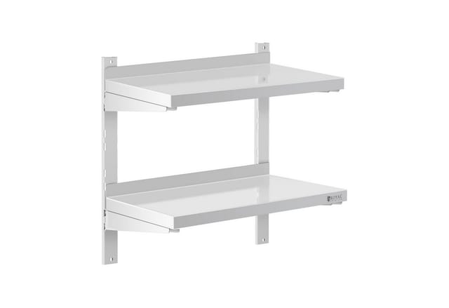 Royal Catering Hängeregal 60 x 30 cm Wandbord Doppel Wandregal Edelstahl Regal 2 Ablagen, verschiedene Größen