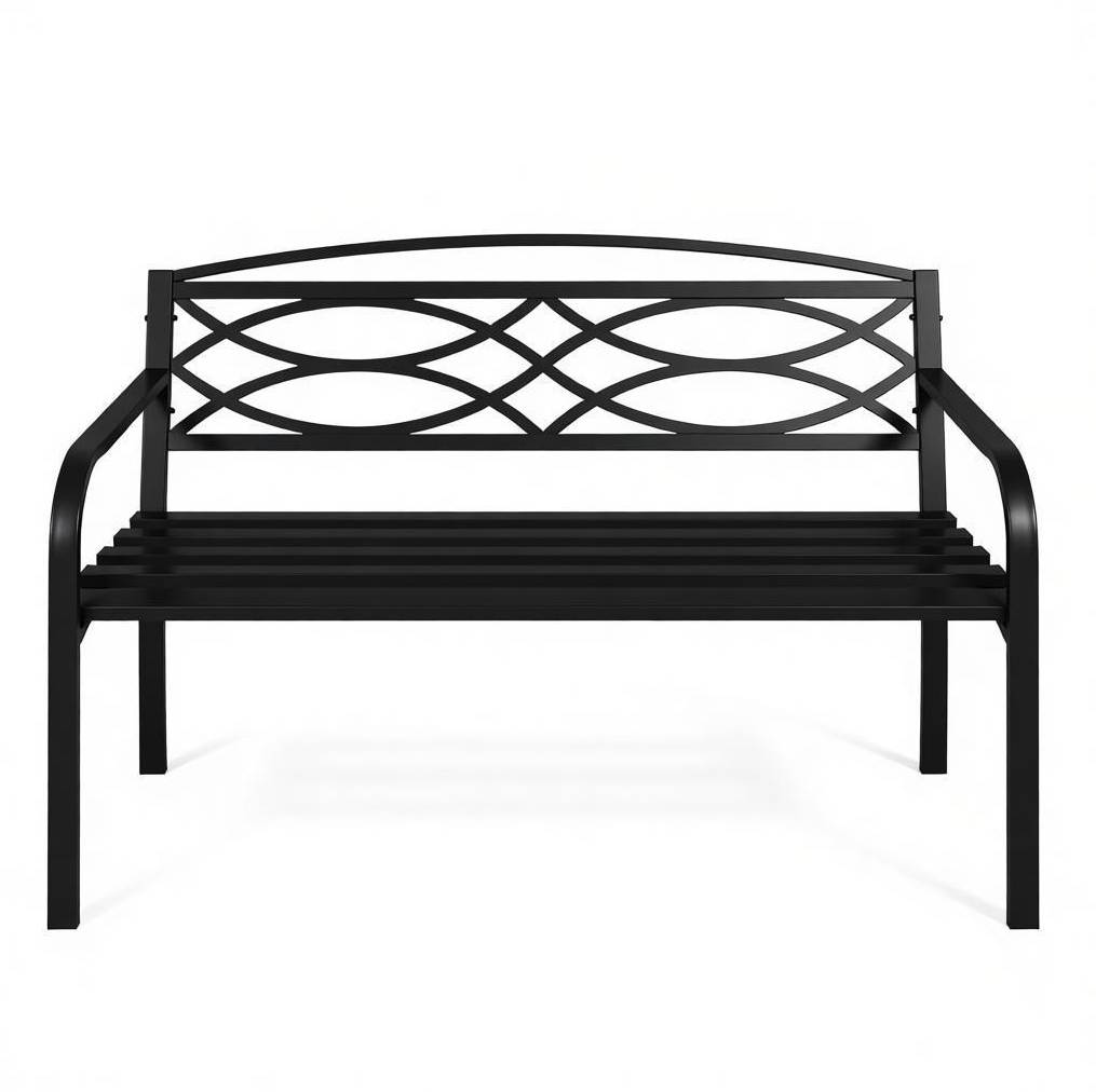 Metall-gartenbank Mit Rückenlehne Und Armlehnen 127,5 Cm Schwarz Modenuit