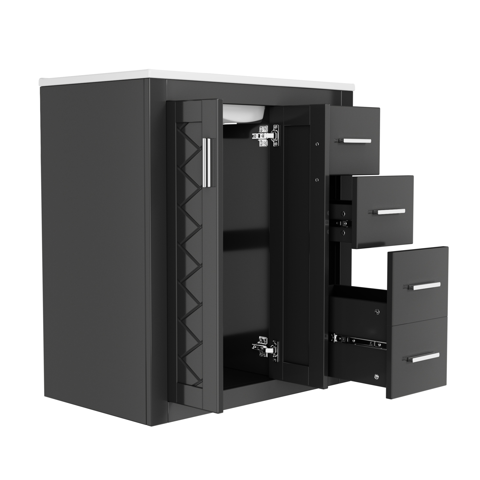 Freistehender Waschtischunterschrank Mit Keramikwaschbecken 76 X 46,5 X 85,5 Cm Schwarz Modenuit