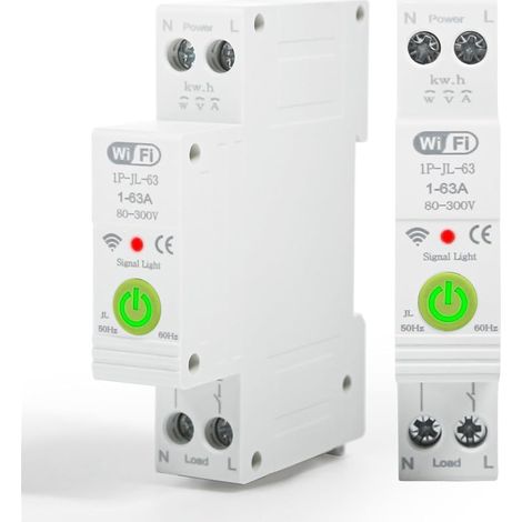 Wlan-fähiger 63-a-leistungsschalter Mit Intelligentem Stromzähler, Sprachsteuerung, Timer Und Fernbedienung, Kompatibel Mit Der Tuya-app
