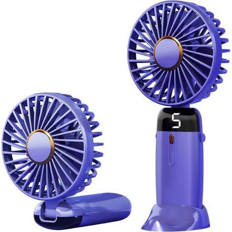 Mini-faltventilator Mit Usb-anschluss Und Digitalanzeige, Tragbar, Ideal Für Büro Oder Studenten, Lila