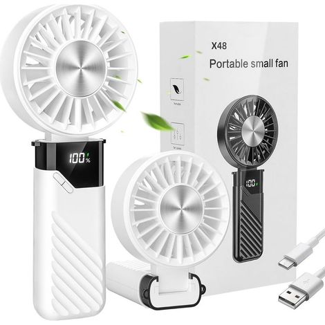 Tragbarer Handventilator Mit Turbofunktion, 4000-mah-akku, 5 Einstellbaren Geschwindigkeitsstufen, Leichtem Und Ergonomischem Design Zum Umhängen, Ideal Für Den Einsatz Im Freien