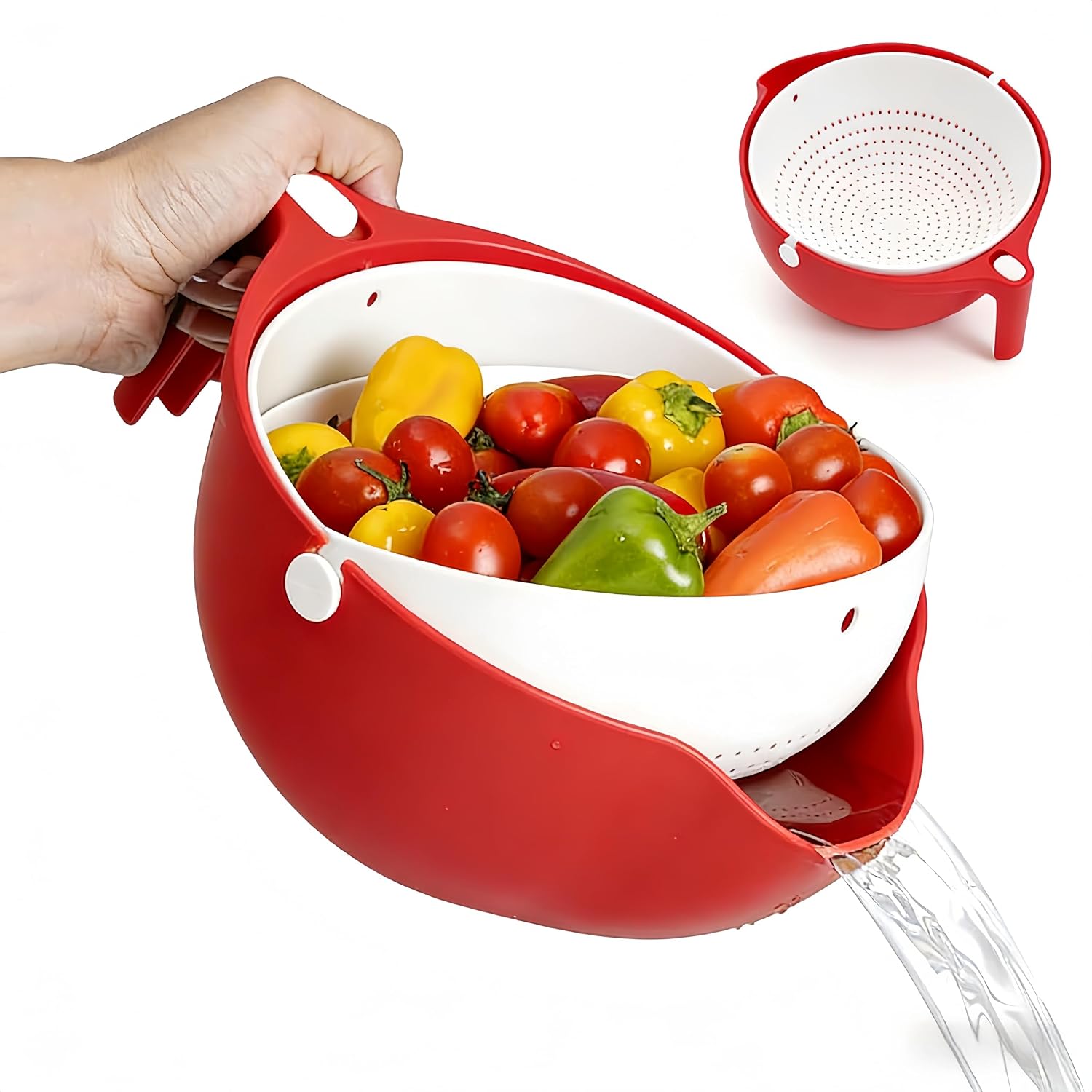 Drehbarer Sieb Mit Spülschüssel Für Obst Und Gemüse – Sieb Für Nudeln, Spaghetti, Obst Und Gemüse
