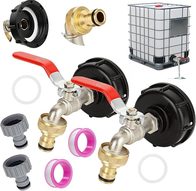 Jmiatry Set Mit 2 1/2"-tankhähnen, Ibc-tankhahn (1000 L), Auslassanschluss, Regenwassernutzungshahn, 1/2"-gewindeanschluss Für Ibc-tanks Für Den Garten