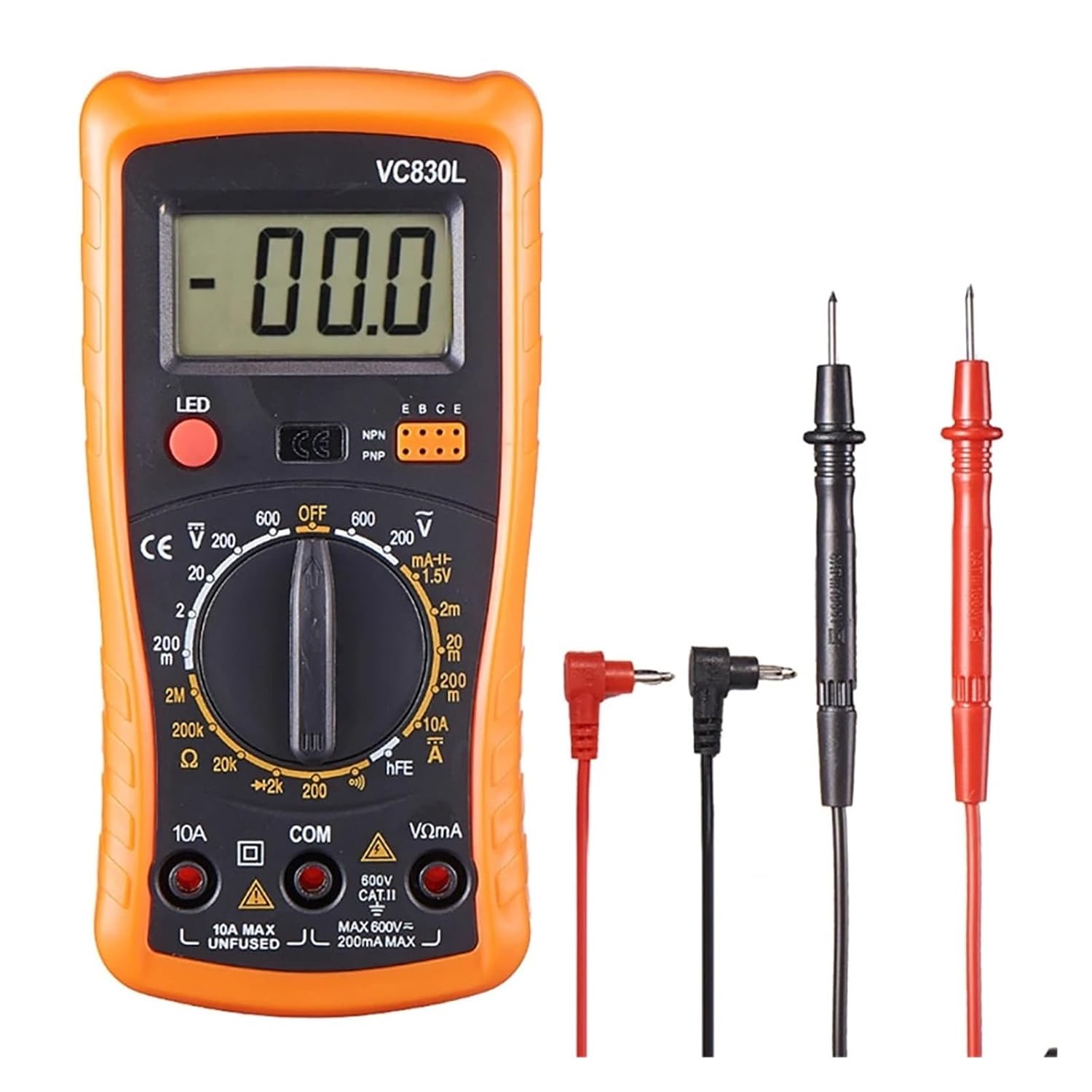 Digitalmultimeter 1999 – Spannung Bis 1000 V – Strom Bis 20 A – Widerstand Bis 200 Mω – Hintergrundbeleuchtetes Lcd-display