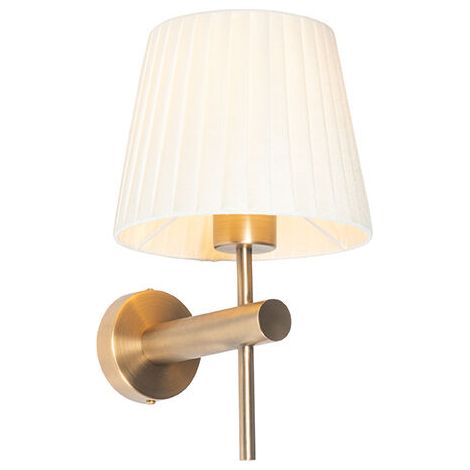 Moderne Wandleuchte In Weiß Und Bronze, Dimmbar Mit Integriertem Dimmer – Tiefe 22 Cm, Höhe 31 Cm, Länge 18 Cm – Für Den Innenbereich