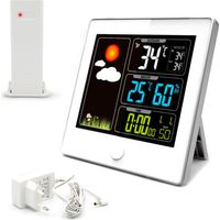 Funkgesteuerte Wetterstation – 3-farben-lcd-display – 60-m-außensensor – Netzbetrieb – Ce-, Rohs-, Lvd- Und Red-zertifiziert