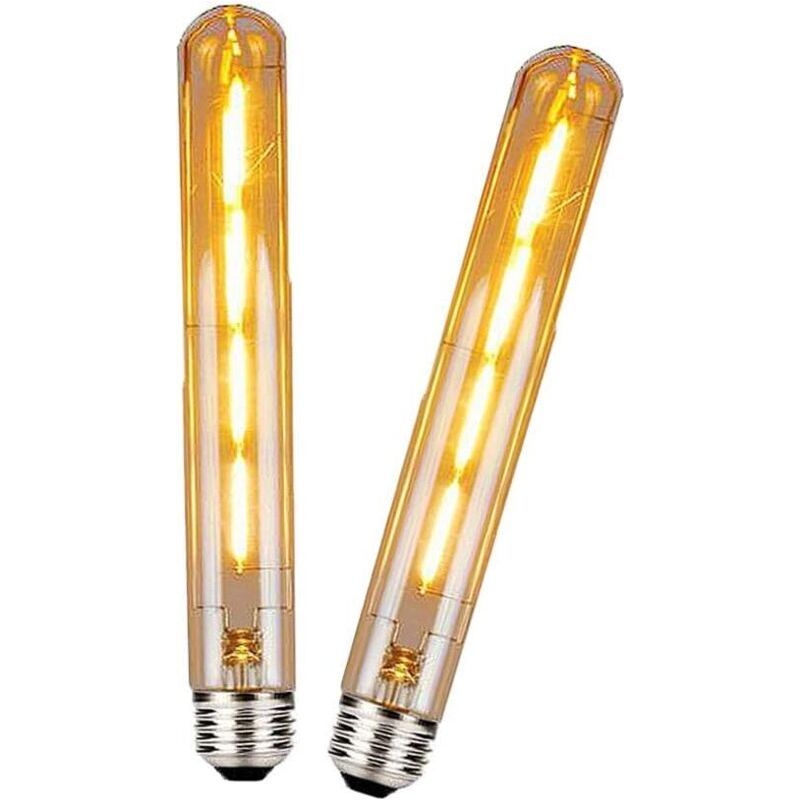Set Mit 2 Led-röhrenlampen T30 E27 Retro Edison 4w 225mm 2700k Warmweiß, Ersetzt 40w Halogen