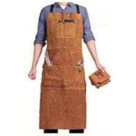 Schweißerschürze Mit 6 Taschen, Feuerfeste Und Hitzebeständige Lederschürze, Verstellbare Schreinerschürze Für Herren (größen M Bis Xxxl), Ideal Für Schmiede, Mechaniker Und Werkstätten