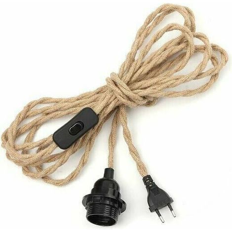 M Langes Kronleuchterkabel Aus Hanfseil, E27-glühbirne Mit Schalter Und Kabel, Für Diy-industrie-pendelleuchten, Kronleuchter Im Vintage-stil Mit Elektrokabel