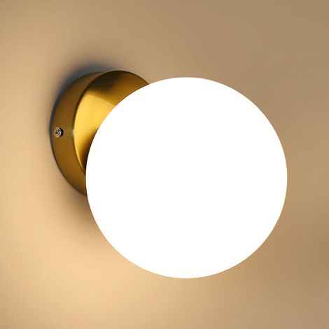 Moderne Wandleuchte Aus Mattiertem Glas Mit Verzinktem Metallsockel – E27 (max. 40 W) – Für Wohnzimmer, Schlafzimmer Oder Büro – 15 Cm Durchmesser