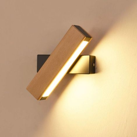 360° Drehbare Led-wandleuchte, 4 W, Warmweißes Licht, Aus Holz Und Eisen, Maße 21 X 4 X 4,5 Cm, Für Wohnzimmer, Schlafzimmer, Flur Und Badezimmer