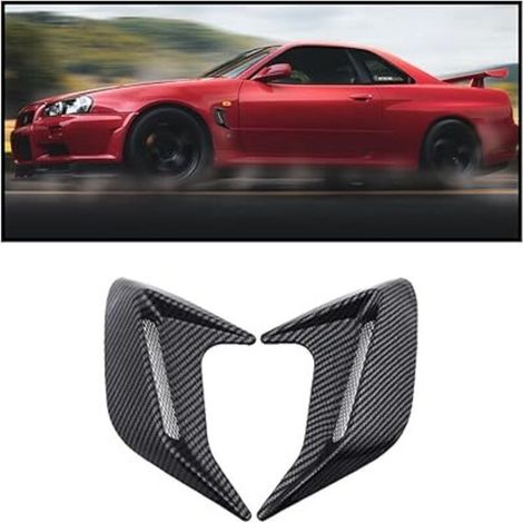 Stück Abs-kunststoff-aufkleber Für Die Motorhauben-lufteinlassabdeckung, Universeller Dekorativer Aufkleber Für Die Motorhaube (kohlefaser)