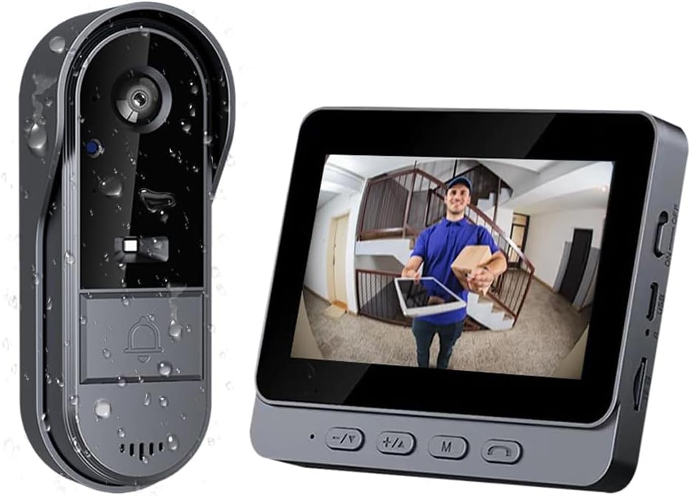 Kabellose Video-türklingel Mit Kamera – 1080p-hd-videoqualität – Ip67 Wasserdicht – 4,3-zoll-bildschirm – 170°-sichtwinkel – Nachtsicht – Einfache Installation – Kein Wlan Oder App Erforderlich