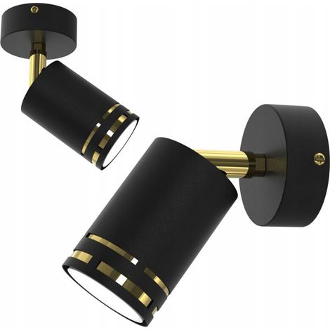Schwarze Und Goldene Led-gu10-wandleuchte, Polnischer Strahler Mit Reflektor