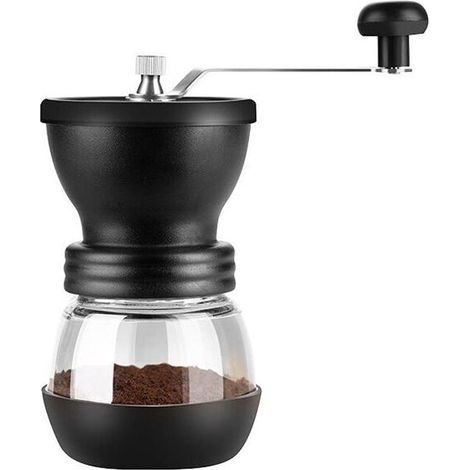 Manuelle Kaffeemühle, Blaue Lager, Tragbar, Material: Keramik/glas/edelstahl/pp/silikon, Schwarz