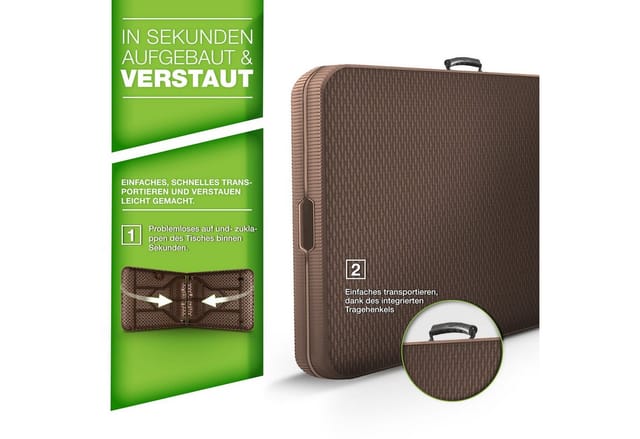 tillvex Gartentisch tillvex® Klapptisch Gartentisch Rattan Braun Buffettisch Campingtisch (Gartentisch), Personen