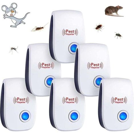 Ultraschall-nagetierabwehrgerät Mit 6 Einheiten – Schützt Eine Fläche Von Bis Zu 120 Quadratmetern – Hocheffiziente Ultraschalltechnologie – Geeignet Für Nagetiere Und Insekten.