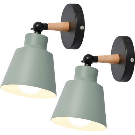 Vintage-wandleuchte Im Drehdesign Aus Metall Und Holz Mit E27-fassung – 2er-set – Für Küche, Esszimmer Und Flur